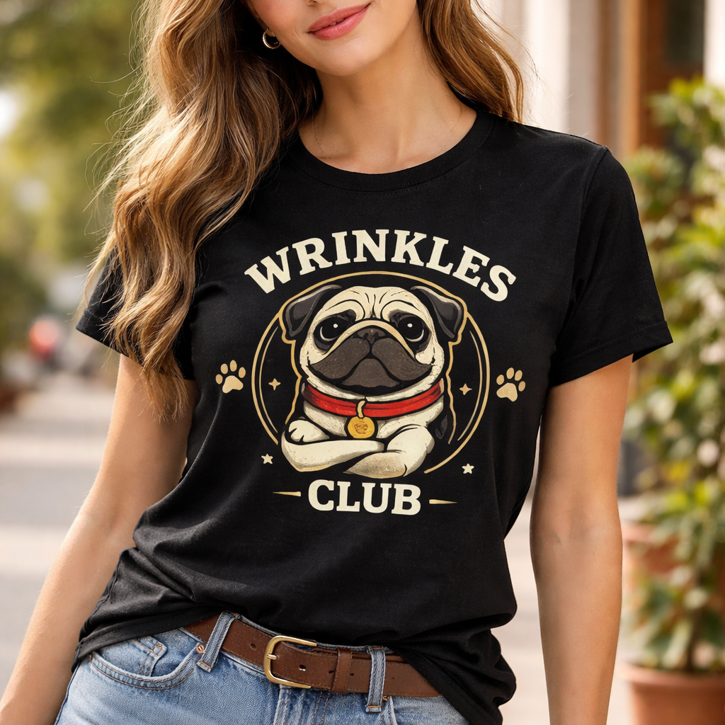Playera para Mujer Pugs Wrinkles