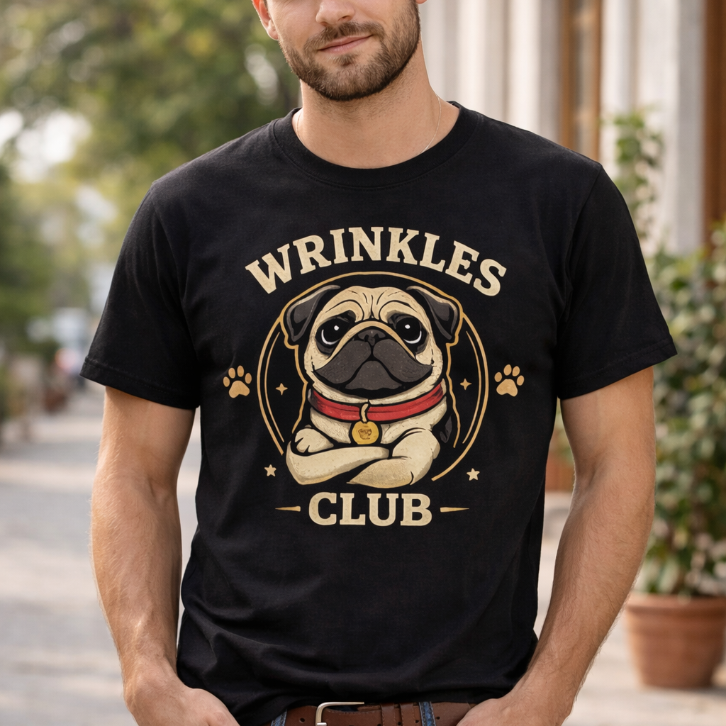 Playera para Hombre Pugs Wrinkles
