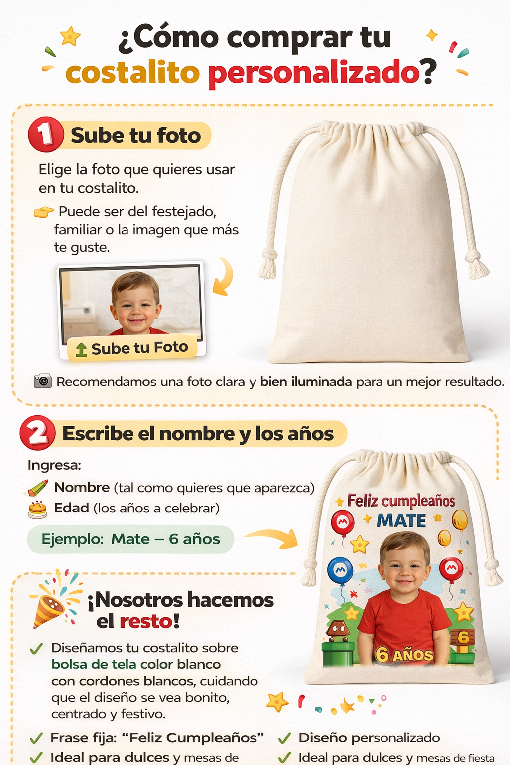 Bolsitas personalizadas estilo Mario Bros – Paquete de 30 (19x24 cm)