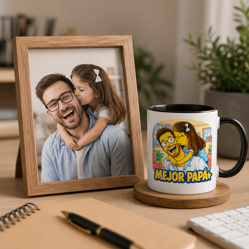 Custom Yellow Cartoon Family Mug from Your Photo