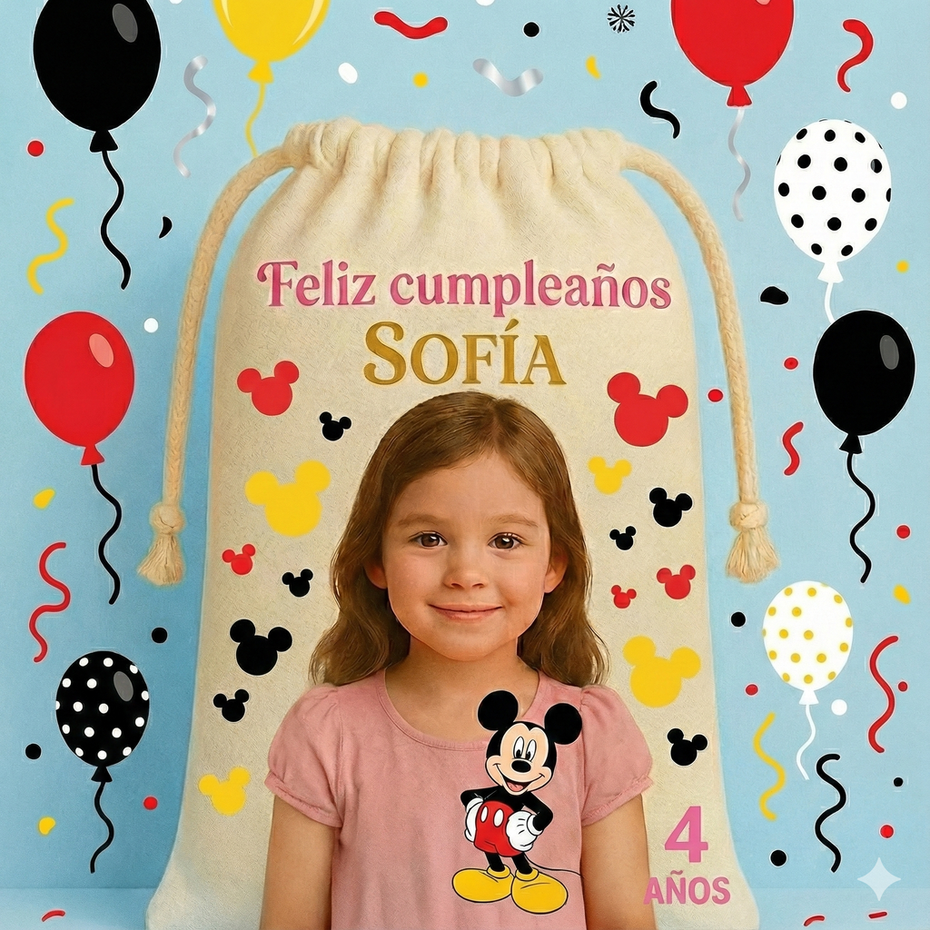 Bolsitas personalizadas estilo Mickey Mouse – Paquete de 30 (19x24 cm)