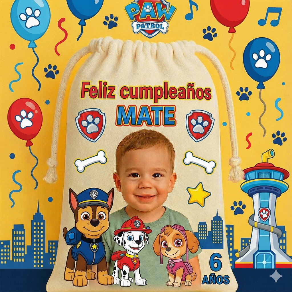 Bolsitas personalizadas estilo PAW Patrol – Paquete de 30 (19x24 cm)