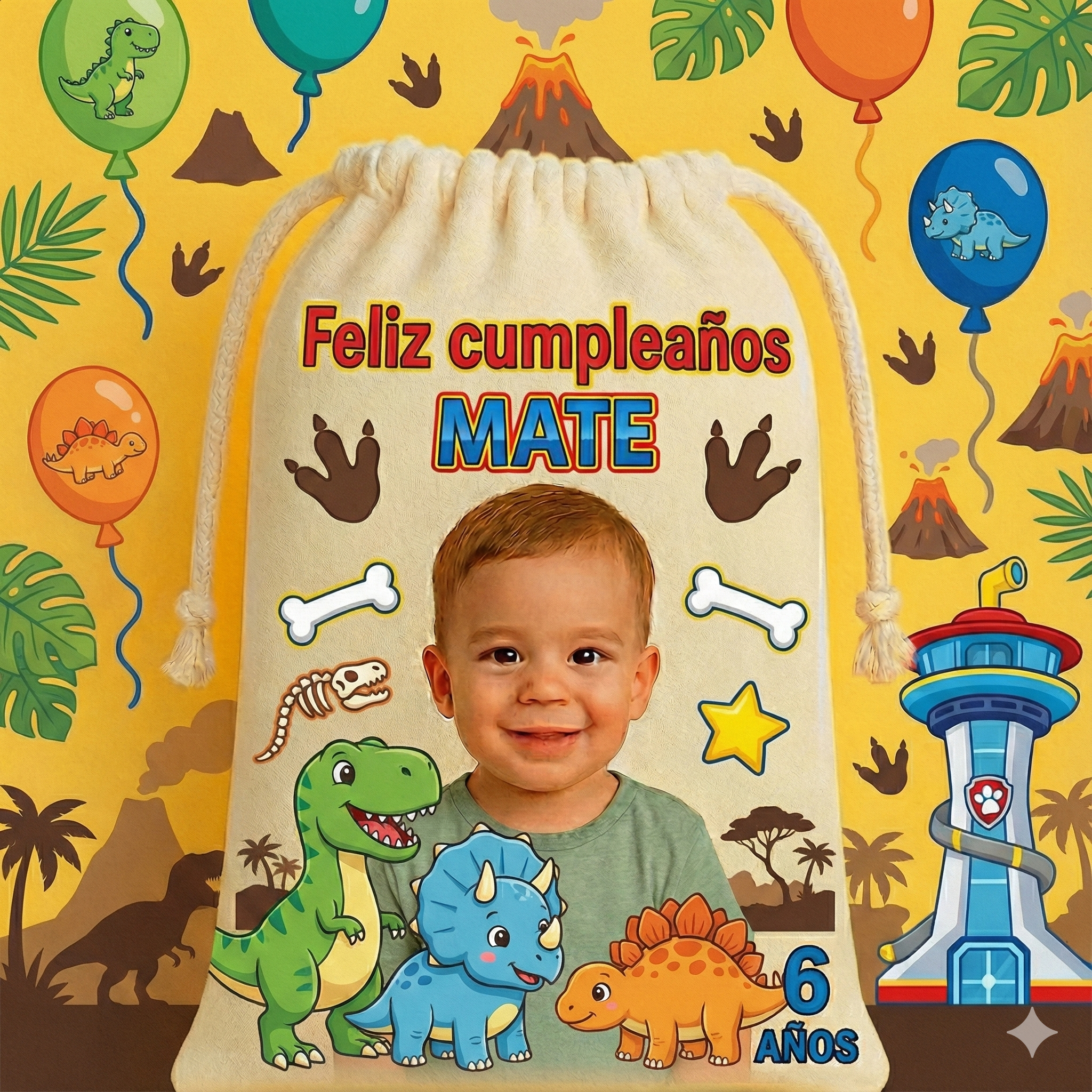 Bolsitas personalizadas estilo Dinosaurios – Paquete de 30 (19x24 cm)