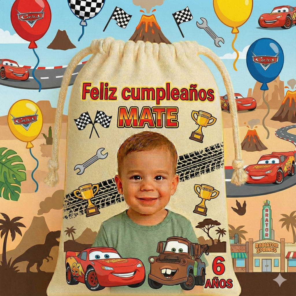Bolsitas personalizadas estilo Cars – Paquete de 30 (19x24 cm)