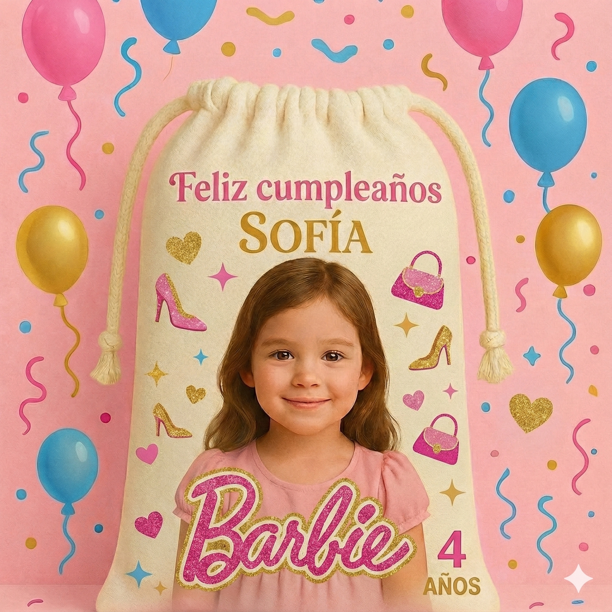 Bolsitas personalizadas estilo Barbie – Paquete de 30 (19x24 cm)
