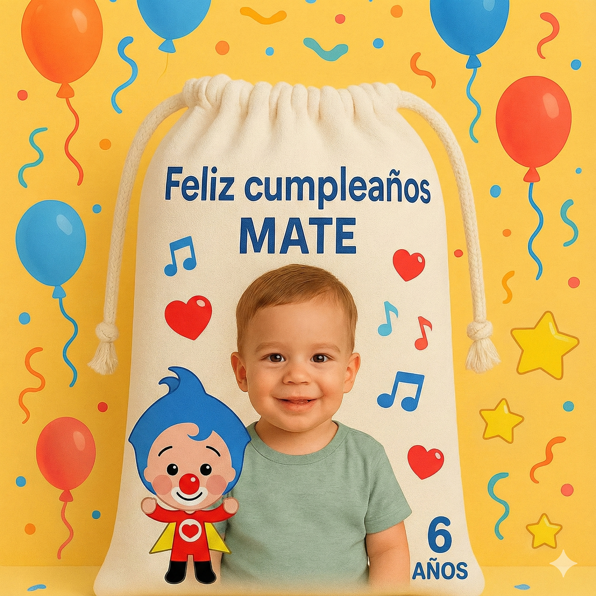 Bolsitas personalizadas estilo Plim plim – Paquete de 30 (19x24 cm)