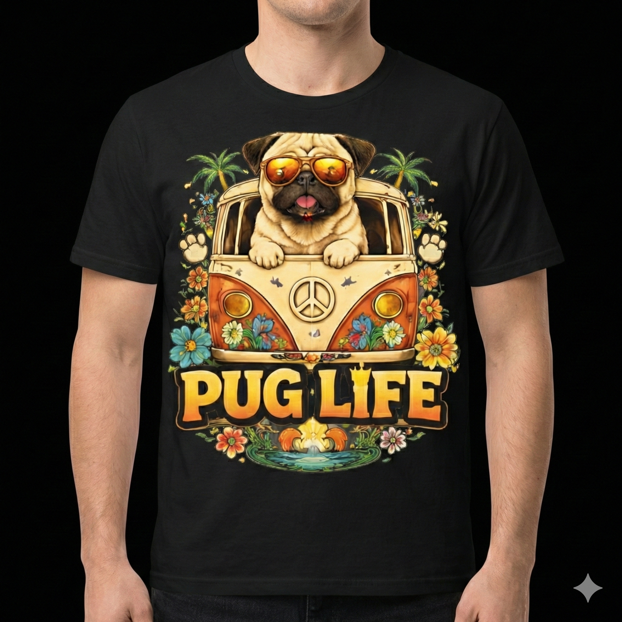 Playera para Hombre Diseño Clásico Pug Life