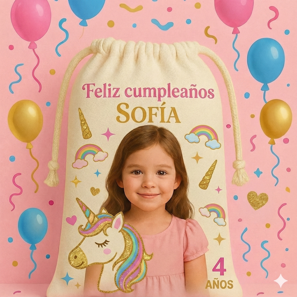 Bolsitas personalizadas estilo Unicornio – Paquete de 30 (19x24 cm)