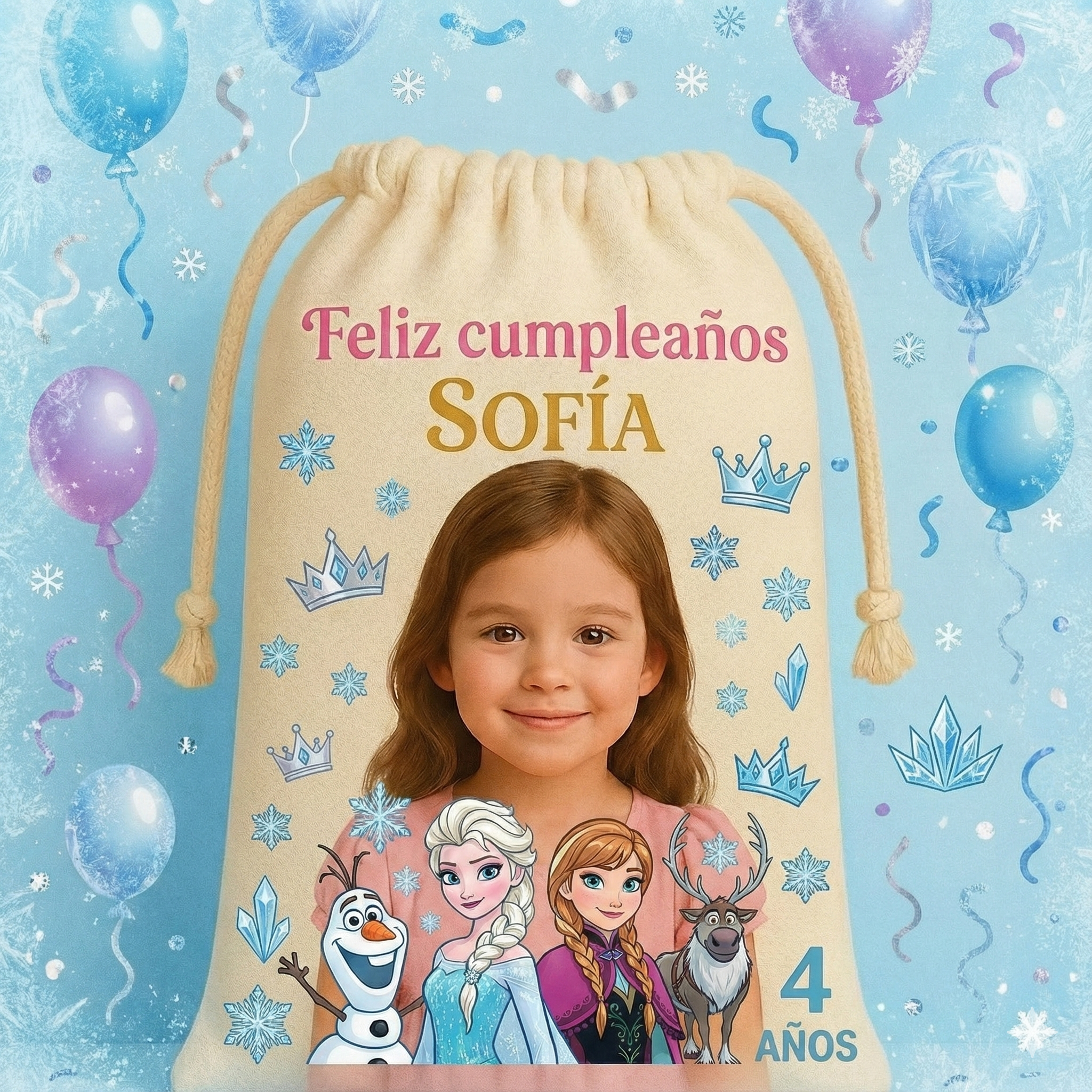 Bolsitas personalizadas estilo Frozen – Paquete de 30 (19x24 cm)