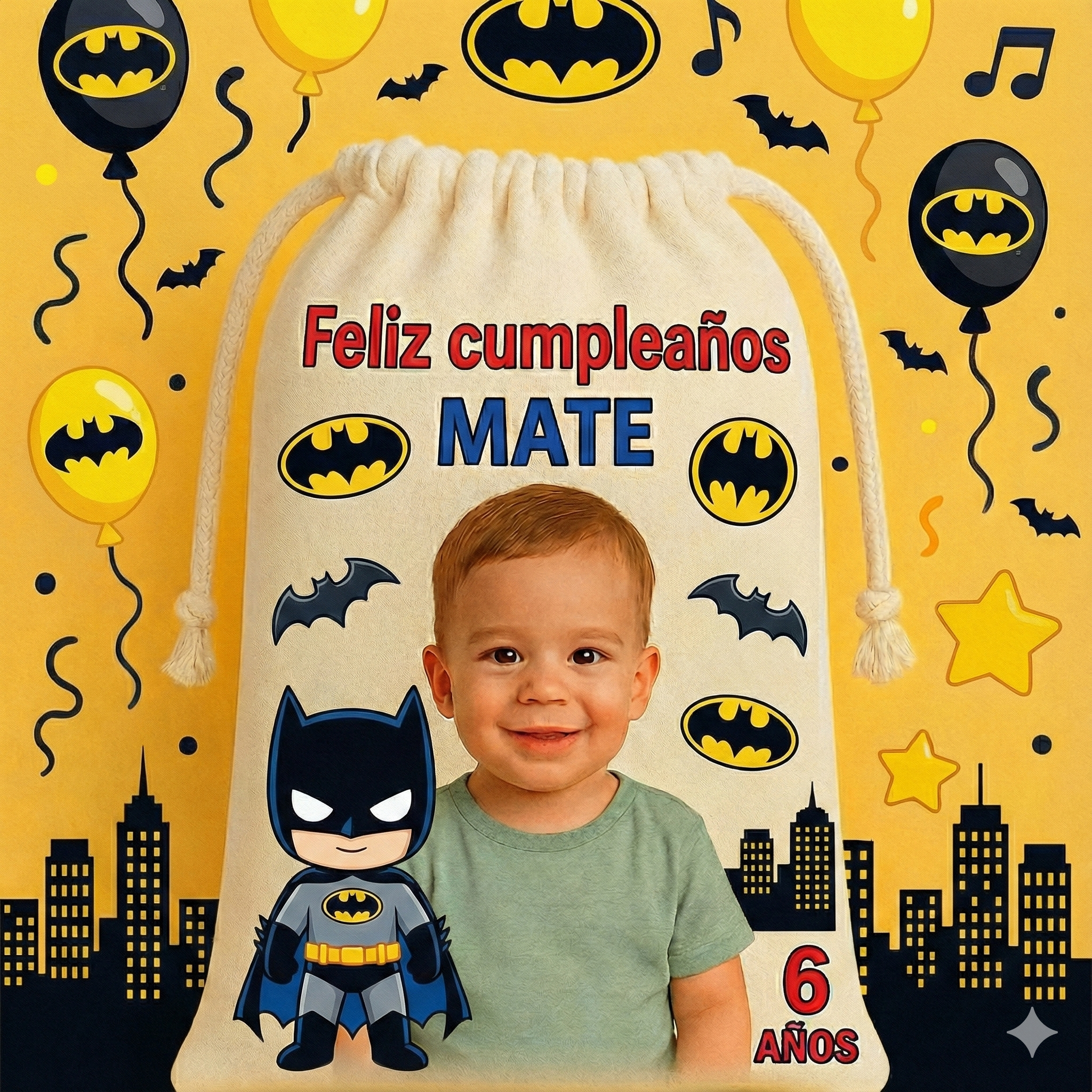 Bolsitas personalizadas estilo Batman – Paquete de 30 (19x24 cm)