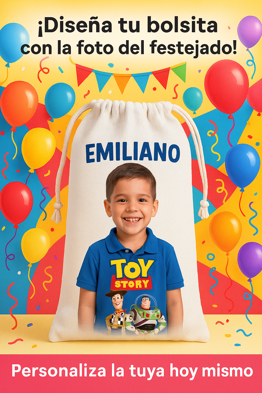 Bolsitas personalizadas estilo Toy Story – Paquete de 30 (19x24 cm)