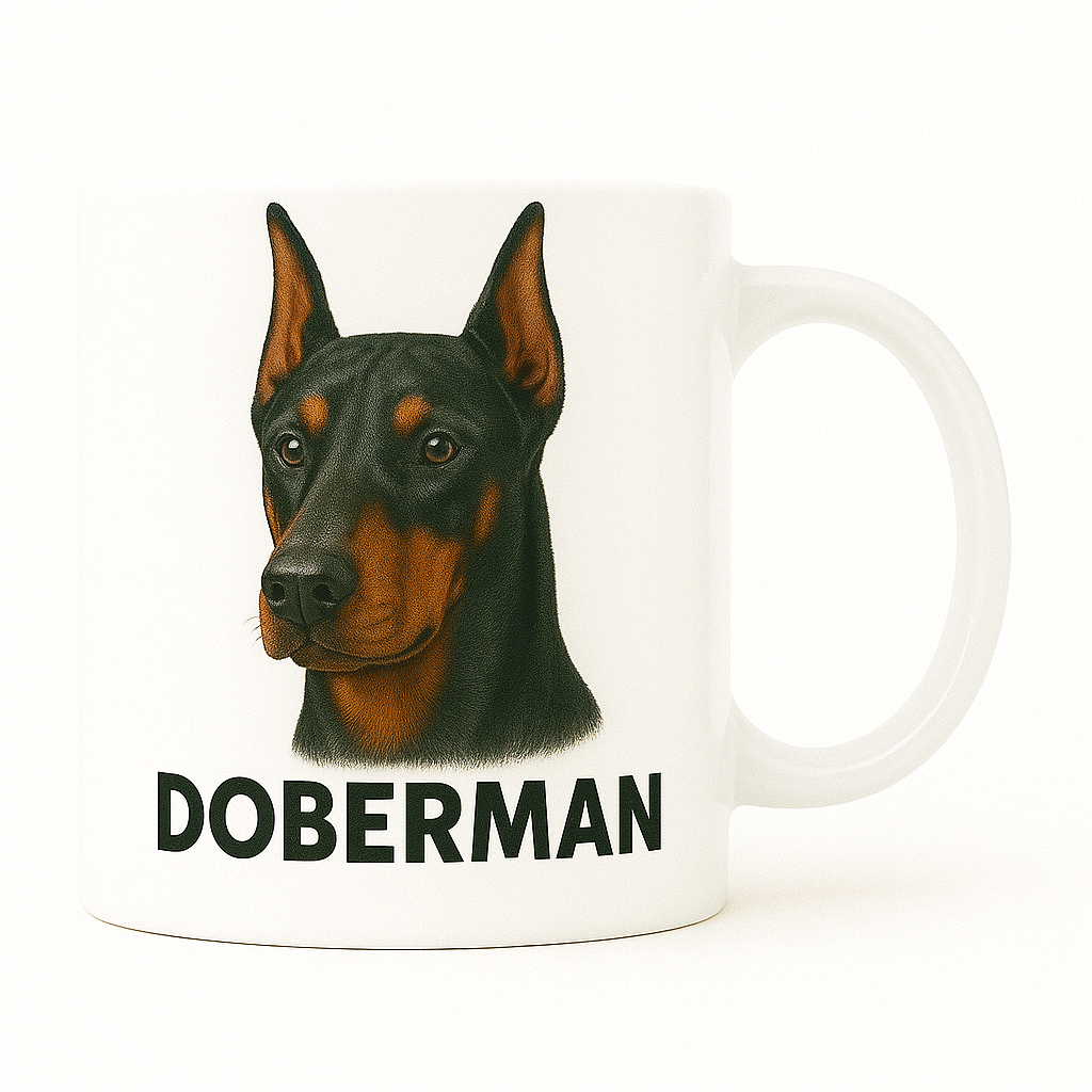 Taza con retrato clásico – Doberman Pinscher