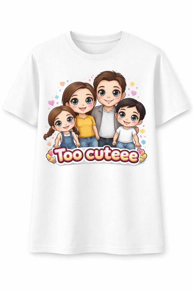 Custom Chibi Kawaii Family T-Shirt - Our Family Photo Gift