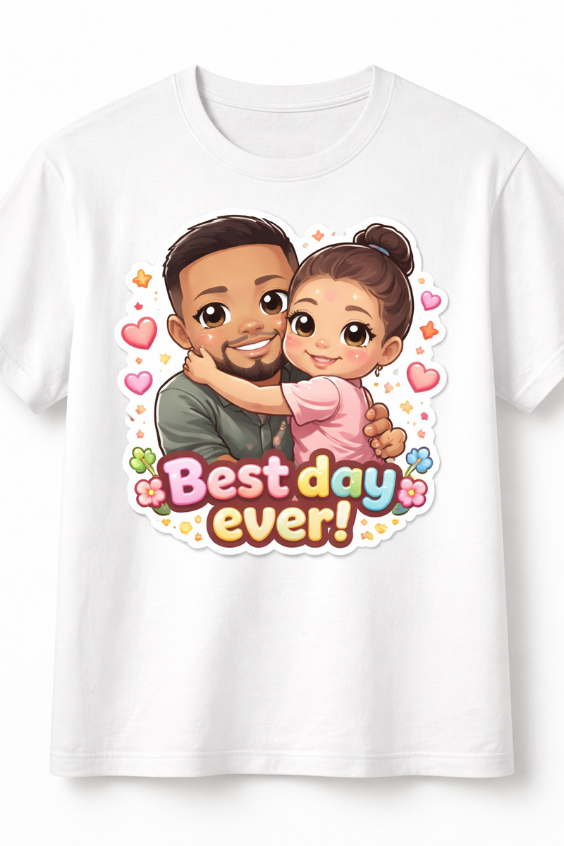 Custom Chibi Kawaii T-Shirt - Best Day Ever Dad Gift