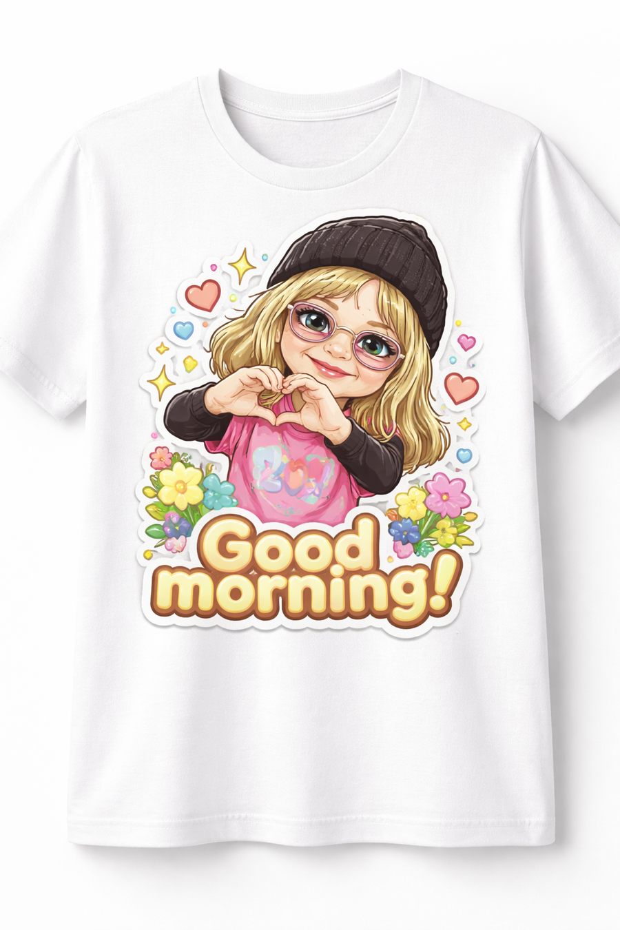Custom Chibi Kawaii Kid T-Shirt - Good Morning Gift Tee