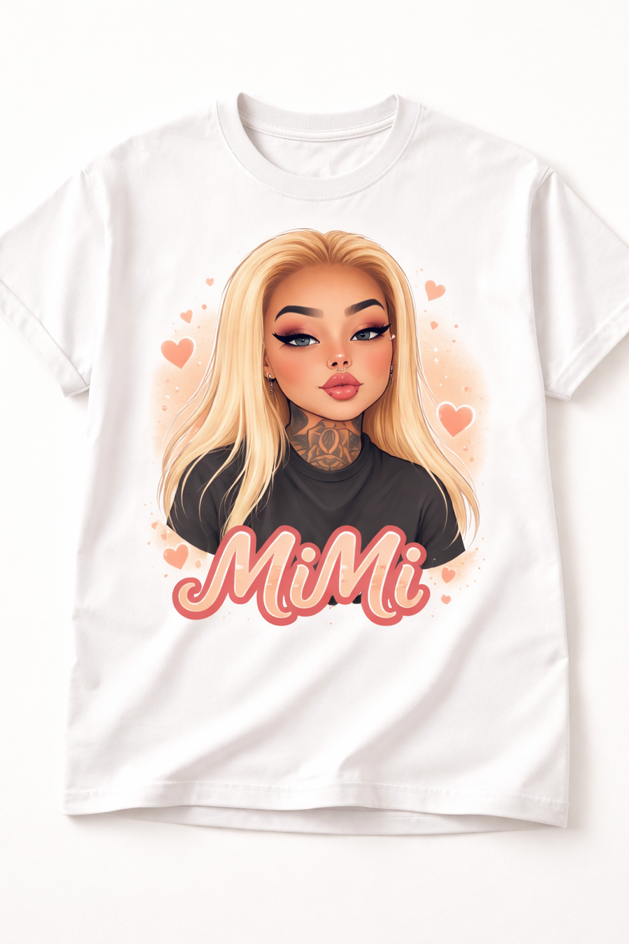 Custom Blonde Portrait Illustration T-Shirt - Personalized Photo Tee