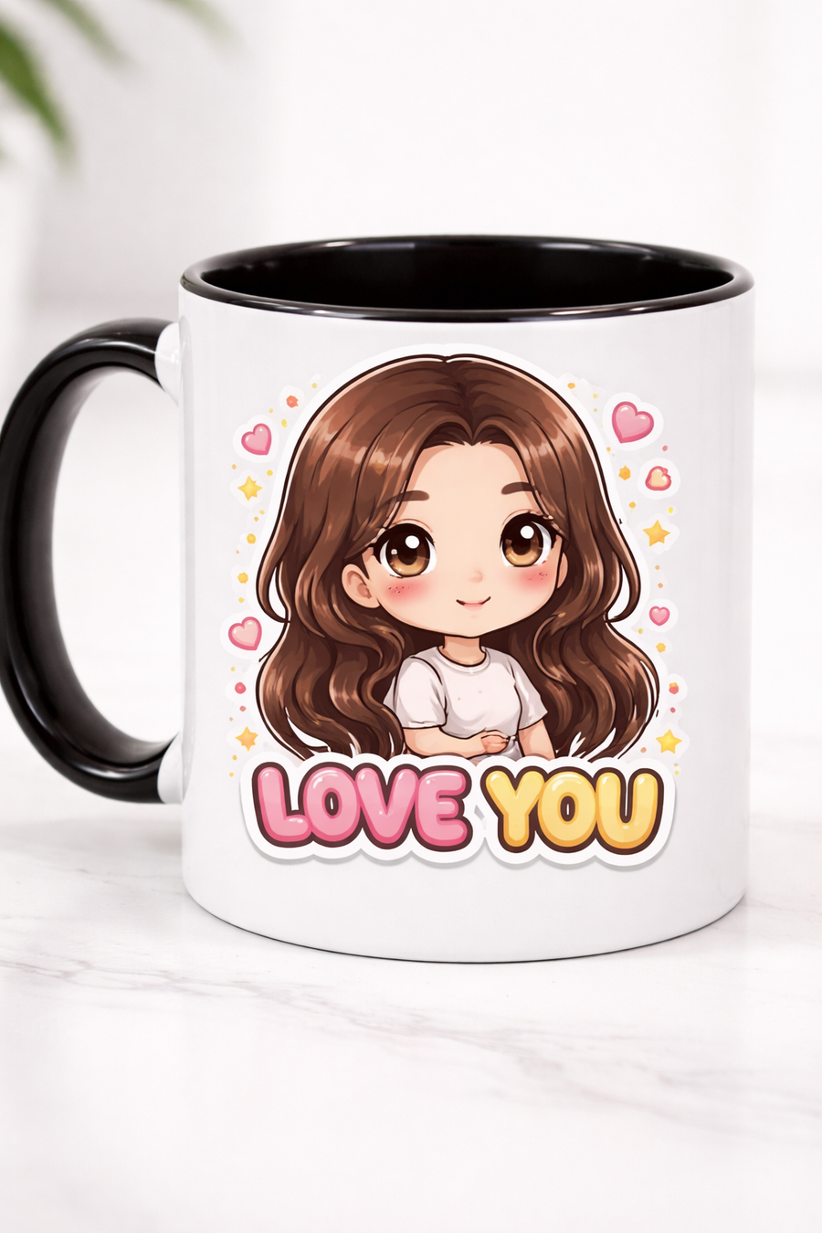 Taza Personalizada Chibi Kawaii Te Amo - Lindo Regalo de Retrato