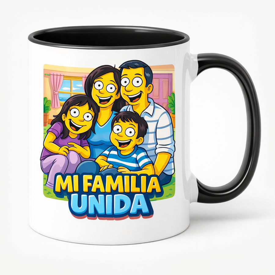 Custom Yellow Cartoon Family Mug from Your Photo