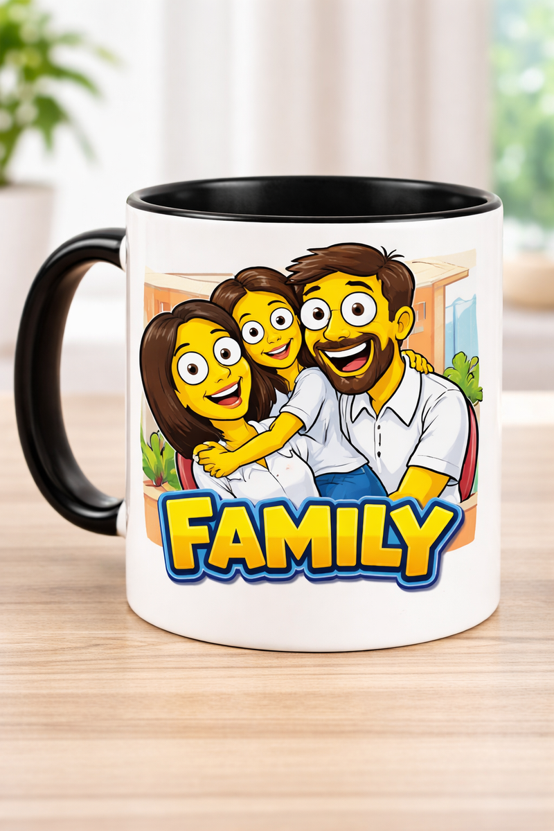 Custom Simpsons-Inspired Family Mug from Your Photo