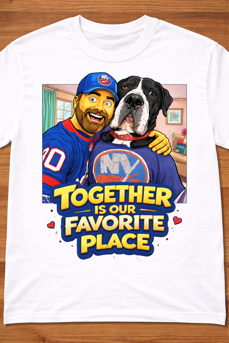 Custom Simpsons-Inspired Dog and Owner T-Shirt from Your Photo